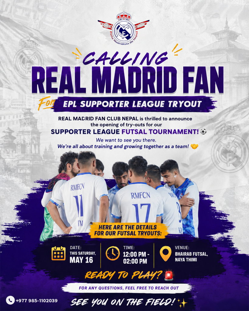 CALLING REAL MADRID FAN For Supporter League Tryout this Saturday!